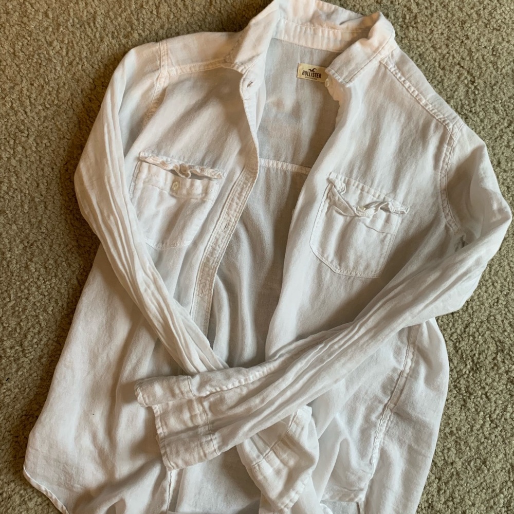 Hollister CO white button down shirt